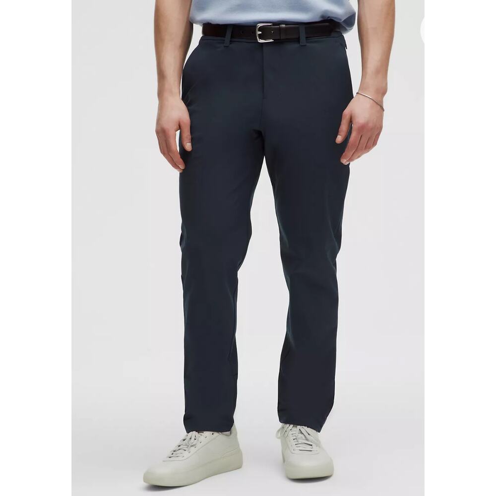 LULULEMON MEN'S ABC Classic-Fit Trouser 36 Navy Blue Career Sporty Golf Office